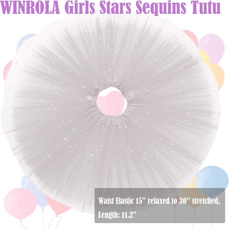 WINROLA Girls Stars Sequins Tutu Skirt Princess Ballet Dance Tutu Dress 3 Layered Halloween Christmas Tutu - Image 2